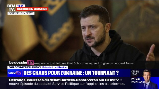 Volodymyr Zelensky, sur la livraison de chars à l'Ukraine: Je suis très content, je voudrais dire merci à l'Allemagne, à la Grande-Bretagne et aux États-Unis d'avoir pris cette décision