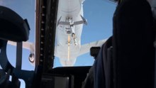 C-5M Super Galaxy Refuel By KC-46 Pegasus Cockpit View
