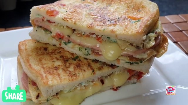 Cheese Egg Toast Breakfast Recipe One Pan Egg Toast Omelette Sandwich Food Ocean