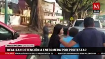 En Veracruz, detienen a empleadas del sector salud por manifestarse contra despidos injustificados