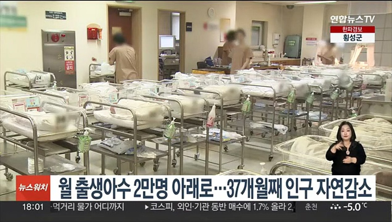 월 출생아수 2만명 아래로…37개월째 인구 자연감소