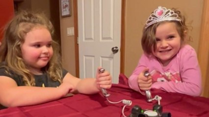 Girls having shocking amount of fun while playing 'Lightning Reaction Reloaded'