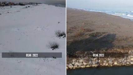 Sahil kenti Kocaali'de yaşanan kuraklık aynı açıdan çekilen görsellerde
