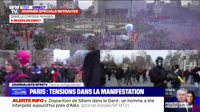 Manifestation contre la réforme des retraites: à Paris, la tête de cortège arrive place Vauban