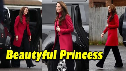 Kate Middleton Makes Vibrant Arrival in Pink Jumper With Flared Trousers to Visit Windsor Foodshare