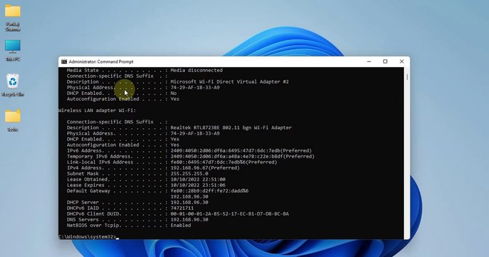 Find your IP Address using Command Prompt CMD