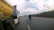 Şile otoyolunda hafriyat kamyonu terörü kamerada