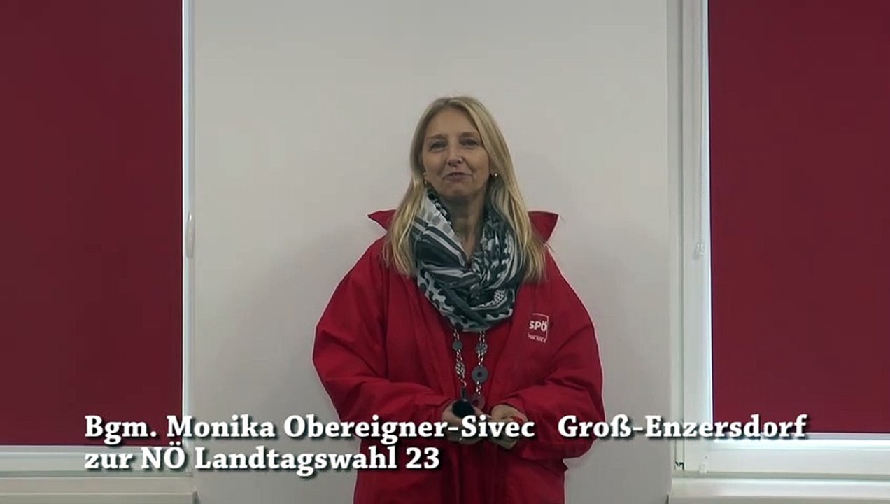 Bgm. Monika Obereigner-Sivec  SPÖ Groß-Enzersdorf zur NÖ Landtagswahl 23
