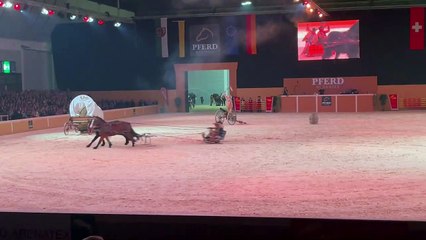 Wagon Seat Flies Off During Stunt Show in Germany