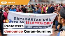 Protesters march towards Swedish embassy to protest Quran-burning