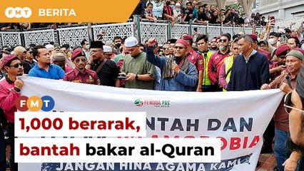 1,000 berarak ke Kedutaan Sweden bantah bakar al-Quran