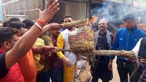 Protest against the film, the protesters burnt the effigy