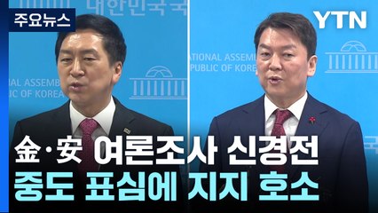 "당선 가능성 과반" vs "일희일비 안 해"...金·安 여론조사 신경전 / YTN