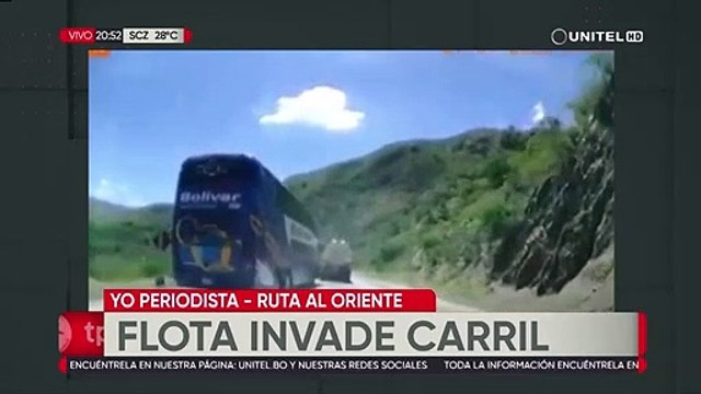 Flota invade carril en la carretera Cochabamba- Santa Cruz