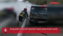 Zonguldak'ta mazot yüklü tanker alev alev yandı