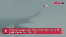 Antalya’da uçağa yıldırım isabet etti...Panik anları cep telefonu kamerasında