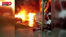 Zeytinburnu'nda sokakta doğal gaz kaynaklı patlama, 3 araç yandı
