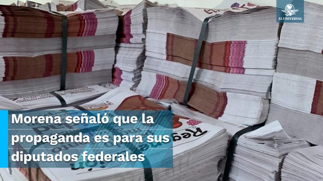 Denuncian resguardo de propaganda de Morena en la Cámara de Diputados