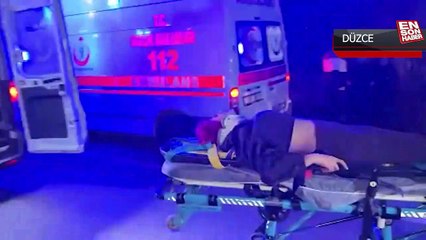 Düzce'de iki otomobil köprüden uçtu