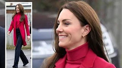 Princess Kate dons £59 Hobbs fuchsia turtleneck and £15 earrings to sort food donations.