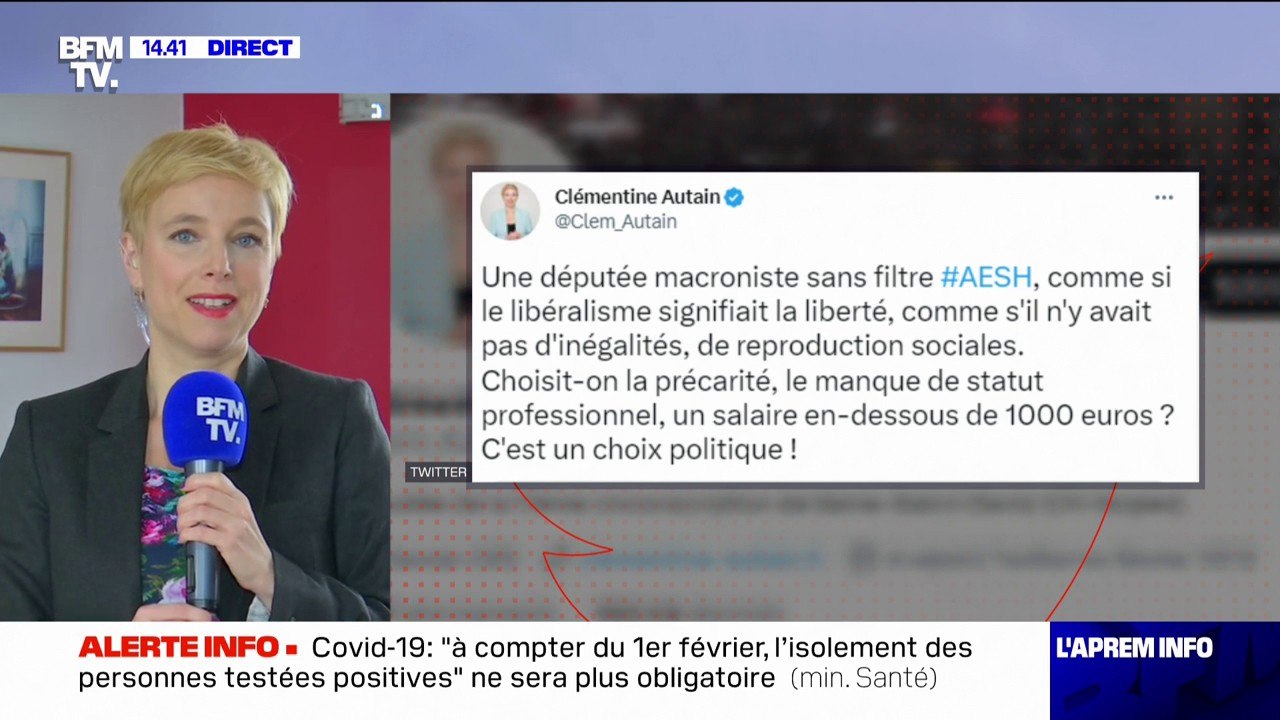 Propos polémiques sur les AESH: "C'est honteux (...) c'est d'un mépris de classe inouï", juge Clémentine Autain