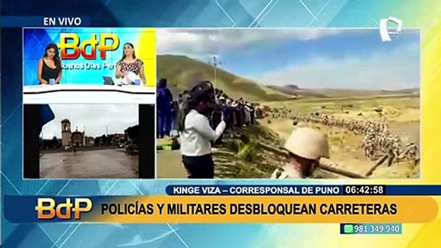 Puno: Militares y policías continúan con desbloqueo de carreteras