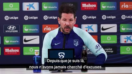 Atlético - Simeone : "Depuis que je suis là, nous n'avons jamais cherché d'excuses"