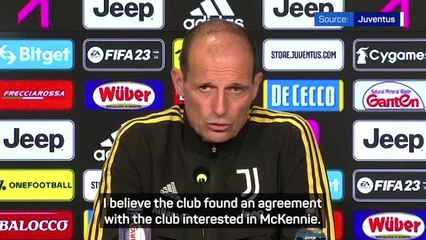 下载视频: Allegri confirms Juventus 'found an agreement' for McKennie