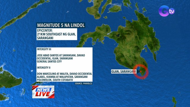 Niyanig ng magnitude 5 na lindol ang Sarangani pasado tanghali kanina | News Live