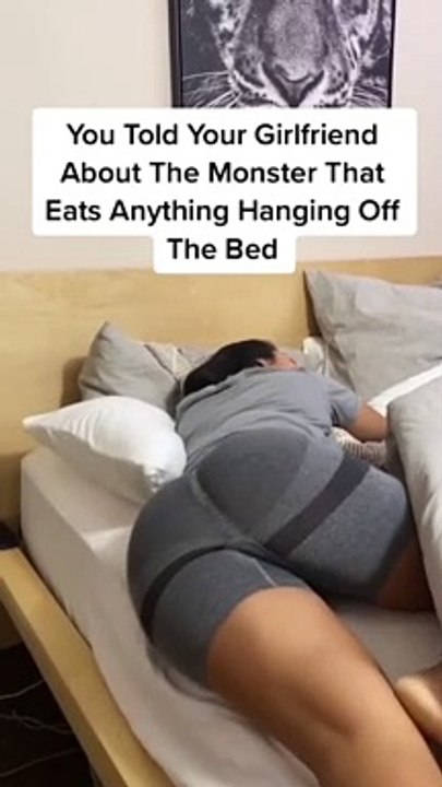 When You Told Your Girlfriend About The Monster That Eat Anything Hanging Off The Bed #shorts