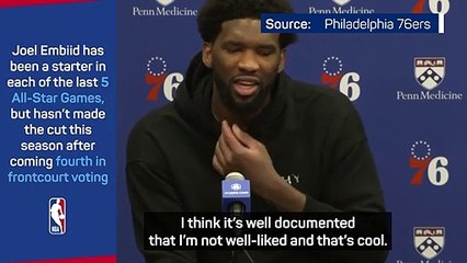 Embiid happy to keep being an 'a**hole' after All-Star starter snub