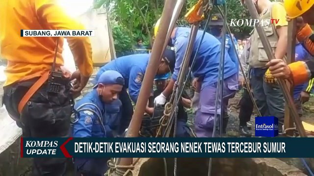 Detik-Detik Evakuasi Seorang Nenek Tewas Tercebur Sumur di Subang