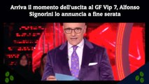 Arriva il momento dell'uscita al GF Vip 7, Alfonso Signorini lo annuncia a fine serata