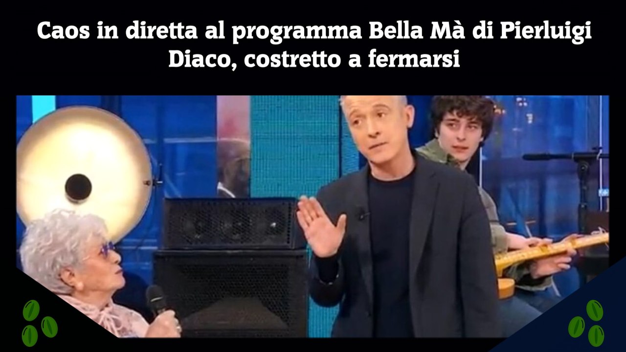 Caos in diretta al programma Bella Mà di Pierluigi Diaco, costretto a fermarsi