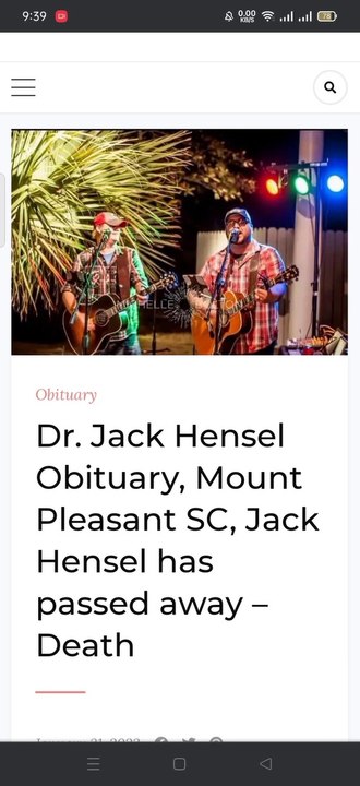 Dr. Jack Hensel Obituary, Mount Pleasant SC, Jack Hensel has passed away – Death