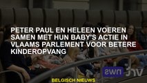 Peter Paul en Heleen ondernemen actie in het Vlaamse parlement voor betere kinderopvang samen met de
