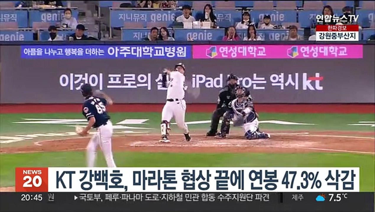 KT 강백호, 마라톤 협상 끝에 연봉 47.3% 삭감