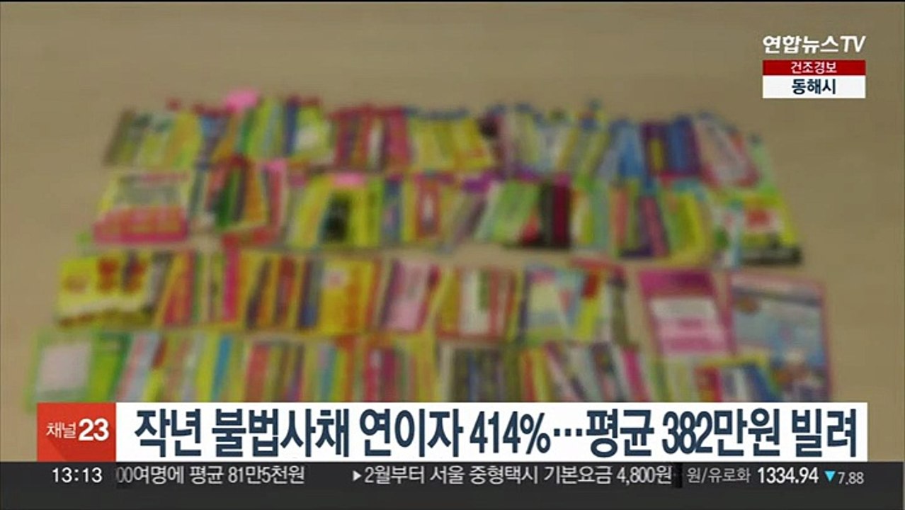 작년 불법사채 연이자 414%…평균 382만원 빌려