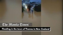 Flooding in the town of Thames in New Zealand