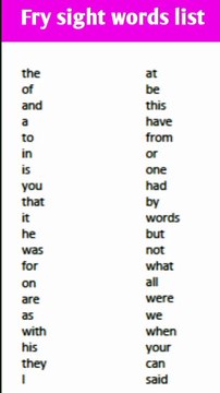 List of fry sight words !! sight words kindergarten !!sight words#shortfeed #feedshorts #shorts