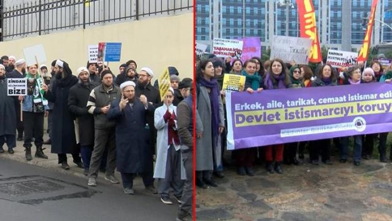 6 yaşındaki çocuk gelin davası başladı! Hiranur Vakfı üyeleri, adliye önünde pankart açıp tekbir getirdi