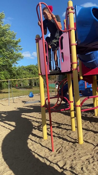 Kiddo Jumps Down Pole at Park Instead of Sliding Down It