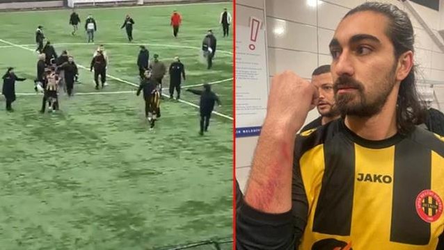 İstanbul'daki maçta silahlar patladı! Taraftarlar sahaya dalıp, futbolculara saldırdı