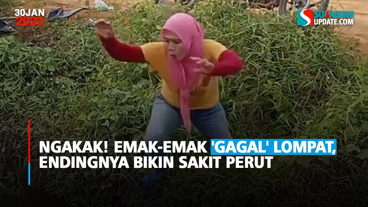 Ngakak! Emak-Emak 'Gagal' Lompat, Endingnya Bikin Sakit Perut