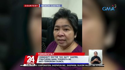 Community doctor "Doc Naty" Castro, itinuturing nang terorista ng anti-terrorism council | 24 Oras