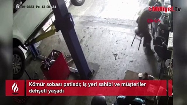 Kömür sobası patladı; iş yeri sahibi ve müşteriler dehşeti yaşadı