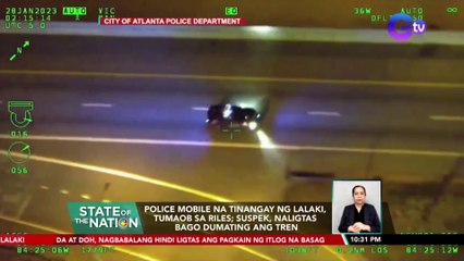 Police mobile na tinangay ng lalaki, tumaob sa riles | SONA