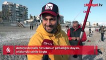 Antalya'da balık havuzunun patladığını duyan, oltalarıyla sahile koştu