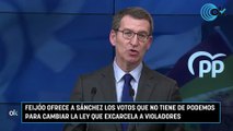 Feijóo ofrece a Sánchez los votos que no tiene de Podemos para cambiar la ley que excarcela a violadores