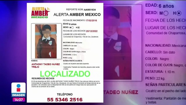 Localizan con vida a Tadeo, menor desaparecido en Chaparrosa